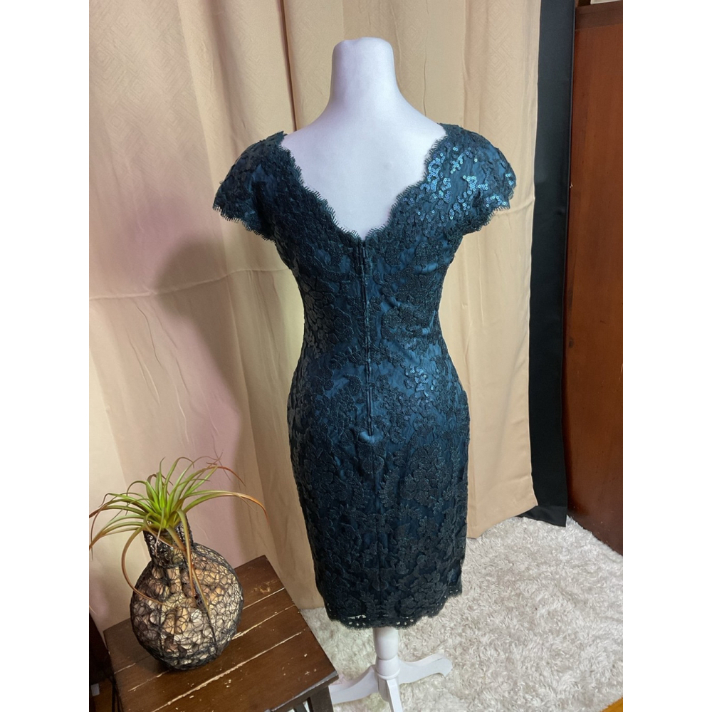 Tadashi Shoji Lace V Neck Cap Sleeve Dress Size 4 - Picture 6 of 11
